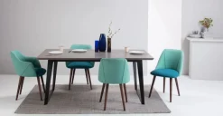 Juego de 2 sillas de comedor carver de respaldo alto Lule – Azul mineral y verde esmeralda