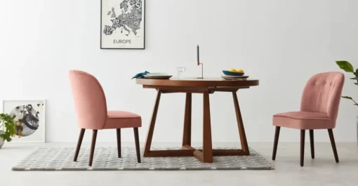 Juego de 2 sillas de comedor Margot – Terciopelo rosa palo