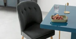 Juego de 2 sillas de comedor Margot – Terciopelo gris medianoche y madera clara