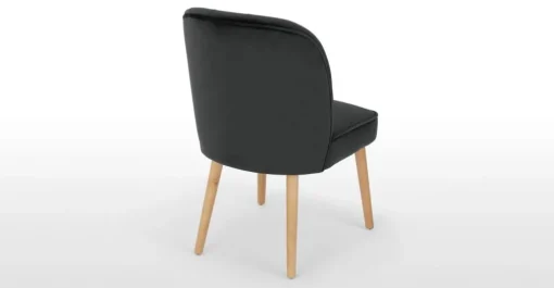 Juego de 2 sillas de comedor Margot – Terciopelo gris medianoche y madera clara