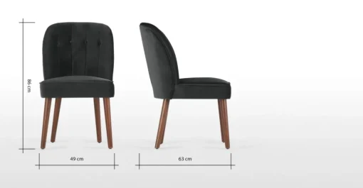 Juego de 2 sillas de comedor Margot – Terciopelo gris medianoche