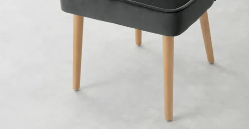 Juego de 2 sillas de comedor Margot – Terciopelo gris medianoche y madera clara