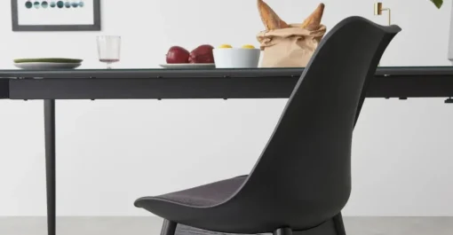 Juego de 2 sillas de comedor Thelma – Tejido negro y gris