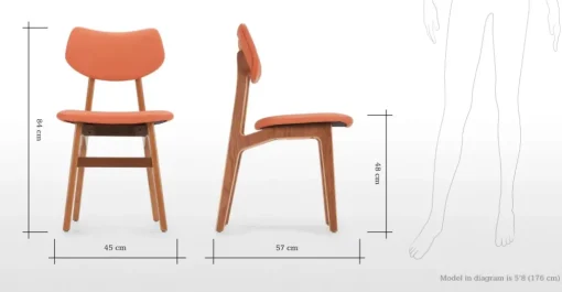 Juego de 2 sillas de comedor Jacob – Naranja ámbar y nogal