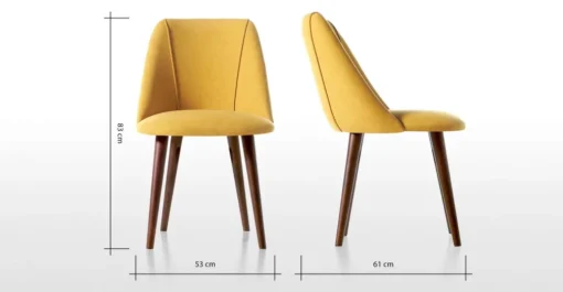Juego de 2 sillas de comedor Lule – Amarillo y nogal