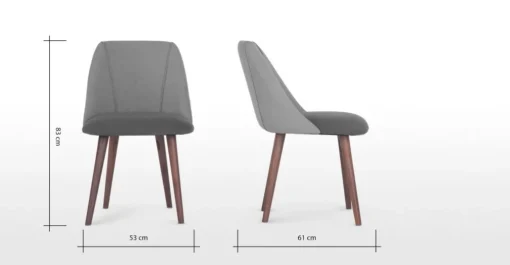 Juego de 2 sillas de comedor Lule – Gris marga y gris granizo