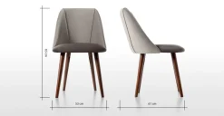 Juego de 2 sillas de comedor Lule – Terciopelo gris claro y gris oscuro
