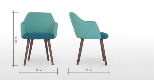 Juego de 2 sillas de comedor carver de respaldo alto Lule – Azul mineral y verde esmeralda