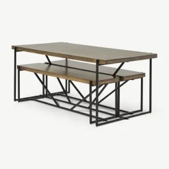 Juego de Bancos y Mesa de Comedor Morland – Roble
