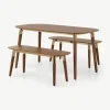 Juego de Bancos y Mesa de Comedor Edelweiss – Nogal y Dorado