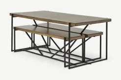Juego de Bancos y Mesa de Comedor Morland – Roble