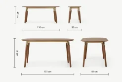 Juego de Bancos y Mesa de Comedor Edelweiss – Nogal y Dorado