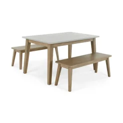 Juego de Comedor de Bancos Fawn – Zinc y Madera