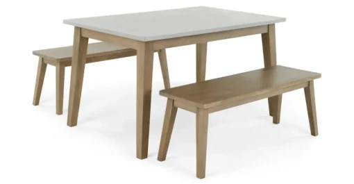 Juego de Comedor de Bancos Fawn – Zinc y Madera