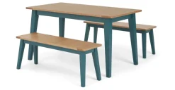 Juego de Comedor de Bancos Ralph – Roble y Azul Cerceta