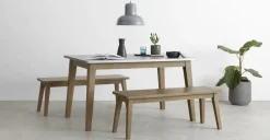 Juego de Comedor de Bancos Fawn – Zinc y Madera