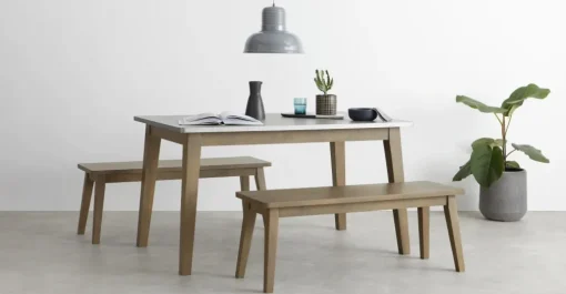 Juego de Comedor de Bancos Fawn – Zinc y Madera