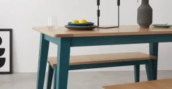 Juego de Comedor de Bancos Ralph – Roble y Azul Cerceta