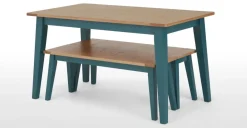 Juego de Comedor de Bancos Ralph – Roble y Azul Cerceta