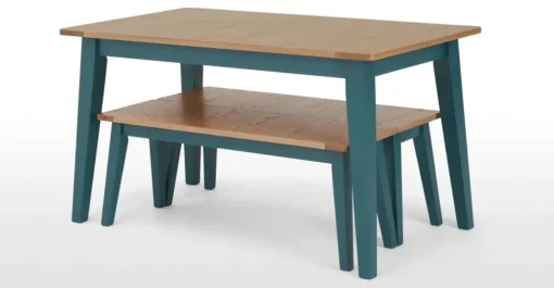 Juego de Comedor de Bancos Ralph – Roble y Azul Cerceta
