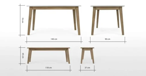 Juego de Comedor de Bancos Fawn – Zinc y Madera