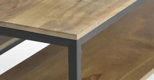 Juego de Comedor de Bancos Lomond – Madera de Mango y Negro