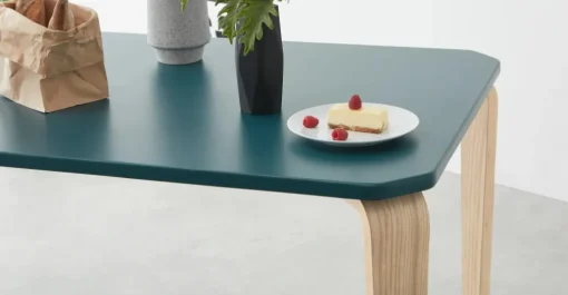 Juego de Comedor de Bancos Alma – Azul Cerceta y Fresno