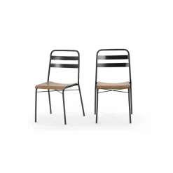 Juego de dos sillas de comedor Wigbert – Pino y negro
