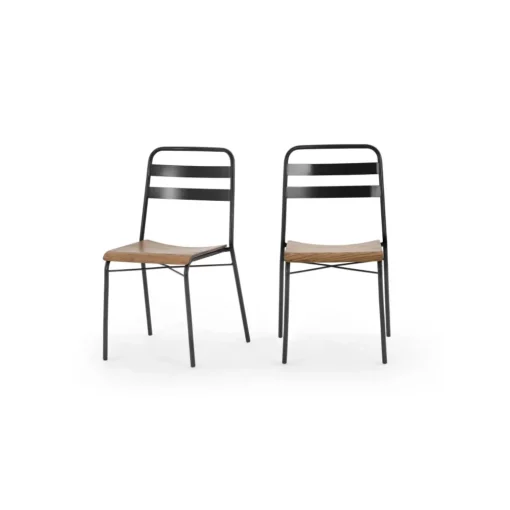 Juego de dos sillas de comedor Wigbert – Pino y negro