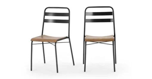 Juego de dos sillas de comedor Wigbert – Pino y negro