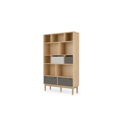 Librería ancha Campton – Roble y gris