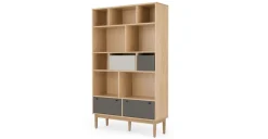 Librería ancha Campton – Roble y gris