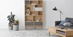 Librería ancha Campton – Roble y gris