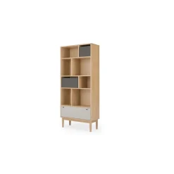 Librería estrecha Campton – Roble y gris