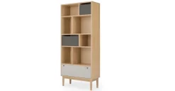 Librería estrecha Campton – Roble y gris