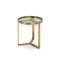 Mesa auxiliar Aula – Cobre cepillado y cristal verde