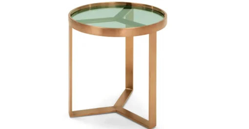 Mesa auxiliar Aula – Cobre cepillado y cristal verde