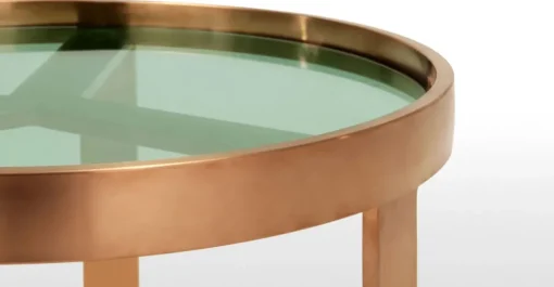 Mesa auxiliar Aula – Cobre cepillado y cristal verde