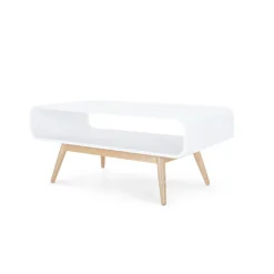 Mesa de Centro Compacta Esme – Blanco y fresno