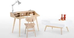 Mesa de Centro Compacta Esme – Blanco y fresno