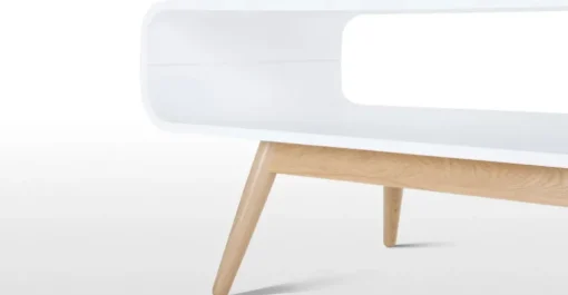 Mesa de Centro Compacta Esme – Blanco y fresno