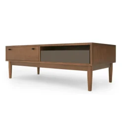 Mesa de Centro con Almacenaje Campton – Roble oscuro y gris