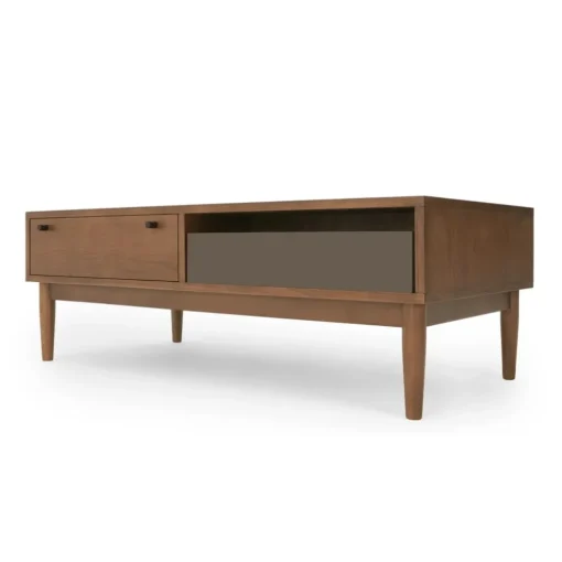 Mesa de Centro con Almacenaje Campton – Roble oscuro y gris