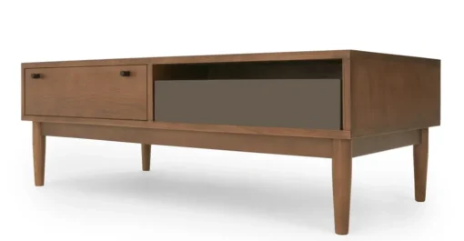 Mesa de Centro con Almacenaje Campton – Roble oscuro y gris