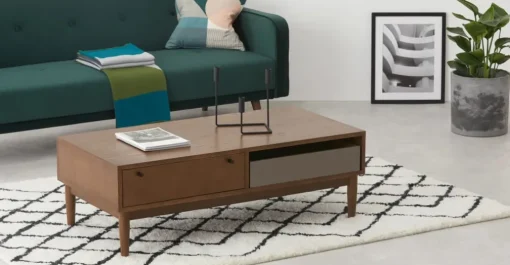 Mesa de Centro con Almacenaje Campton – Roble oscuro y gris