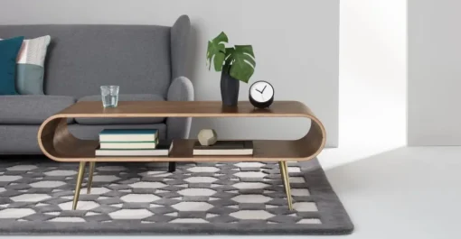 Mesa de Centro con Almacenaje Hooper – Nogal Natural y Metal