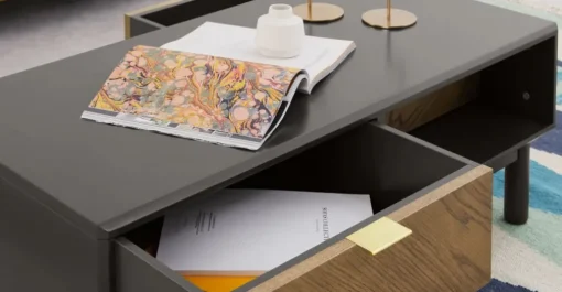 Mesa de Centro con Almacenaje Belgrave – Roble Oscuro