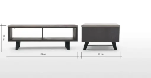 Mesa de Centro con Almacenaje Boone – Gris hormigón