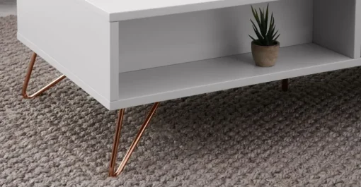 Mesa de Centro Elona – Gris Claro y Cobre