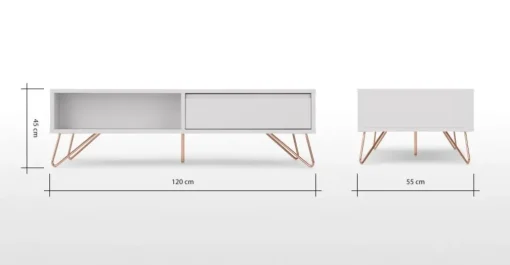 Mesa de Centro Elona – Gris Claro y Cobre
